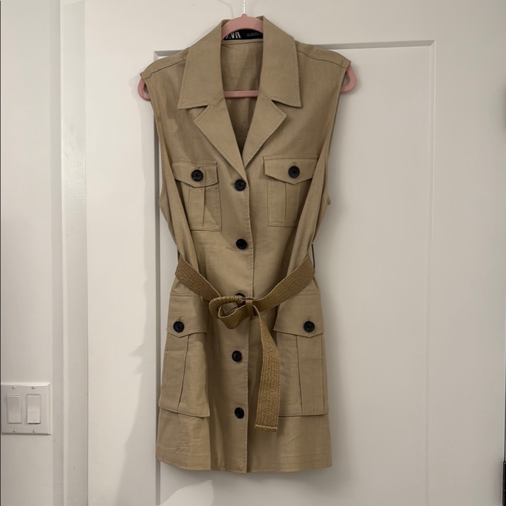 Zara Tan  Safari  Belted dress